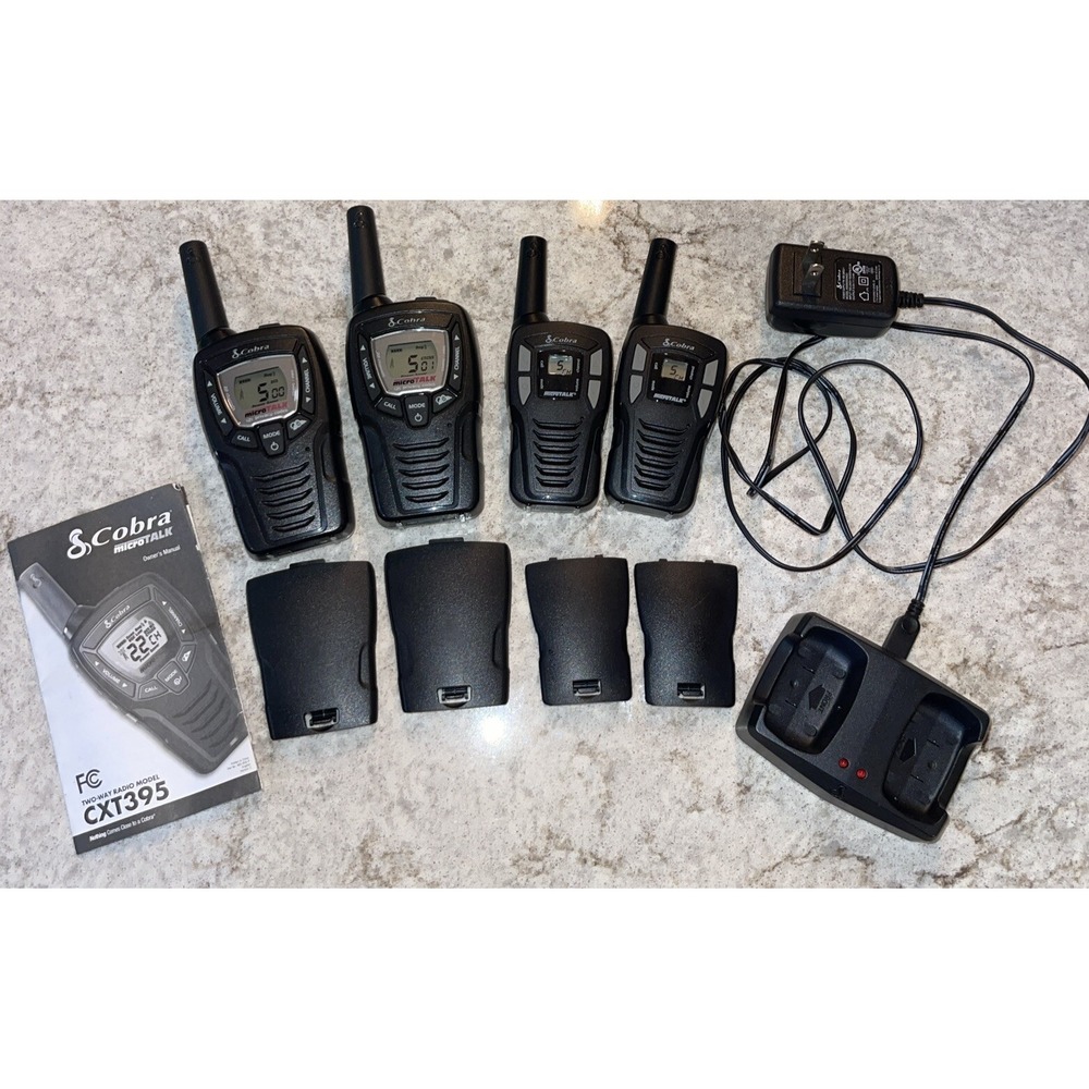 Cobra Microtalk Walkie Talkie Two Way Radio Two CXT395 Two CXT195 Charger Works